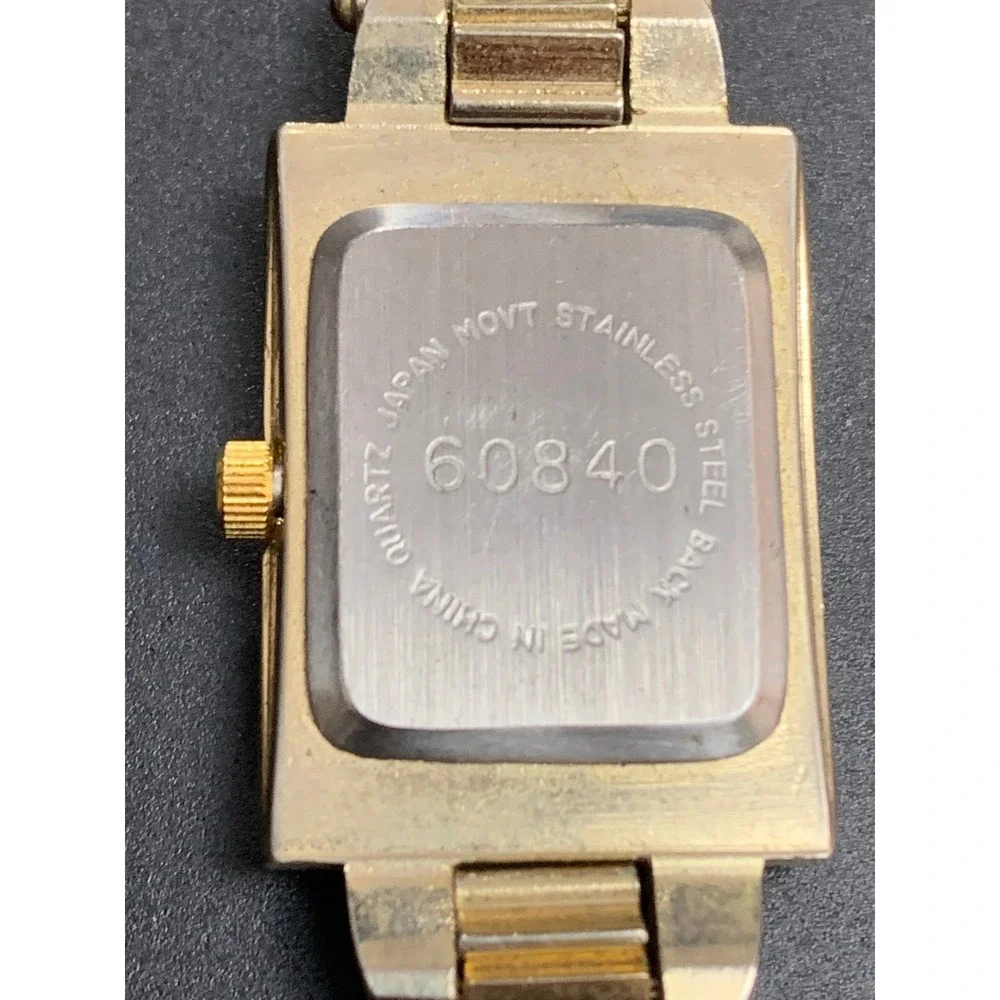 Lexington Quartz Watch Womens Gold Silver Tone Rectangle Face Mesh Band 60840